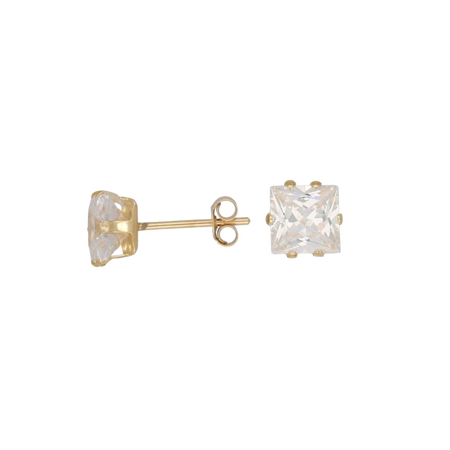 9ct Gold Cubic Zirconia Square Stud Earrings