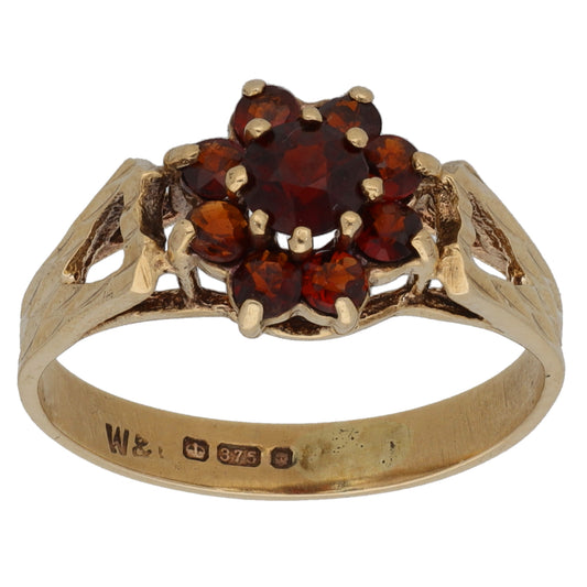 9ct Gold Garnet Dress/Cocktail Ring Size K