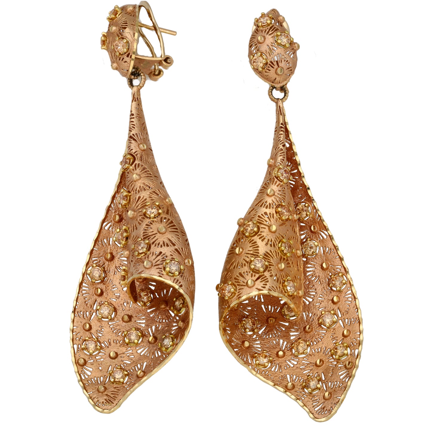 18ct Rose Gold Imitation Gems Dress/Cocktail Earrings