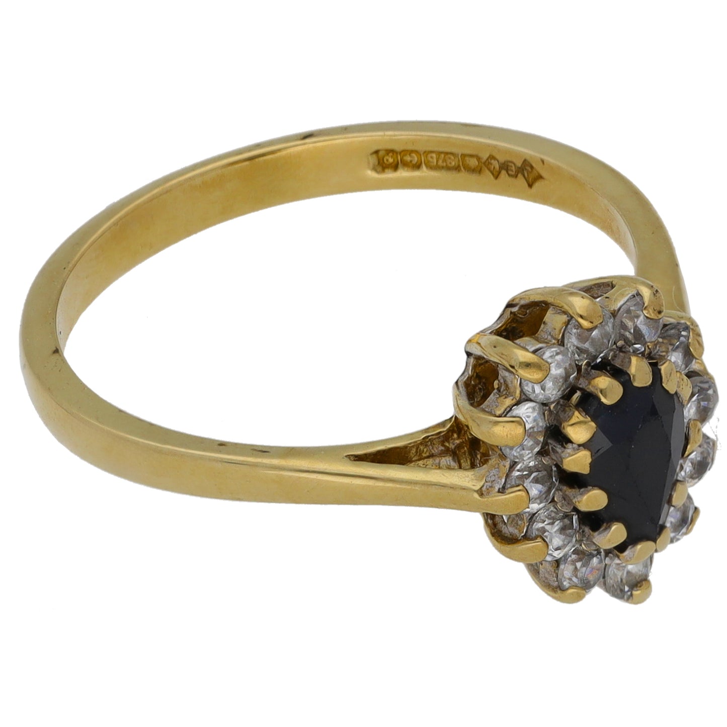 9ct Gold Sapphire & Cubic Zirconia Dress/Cocktail Ring Size O