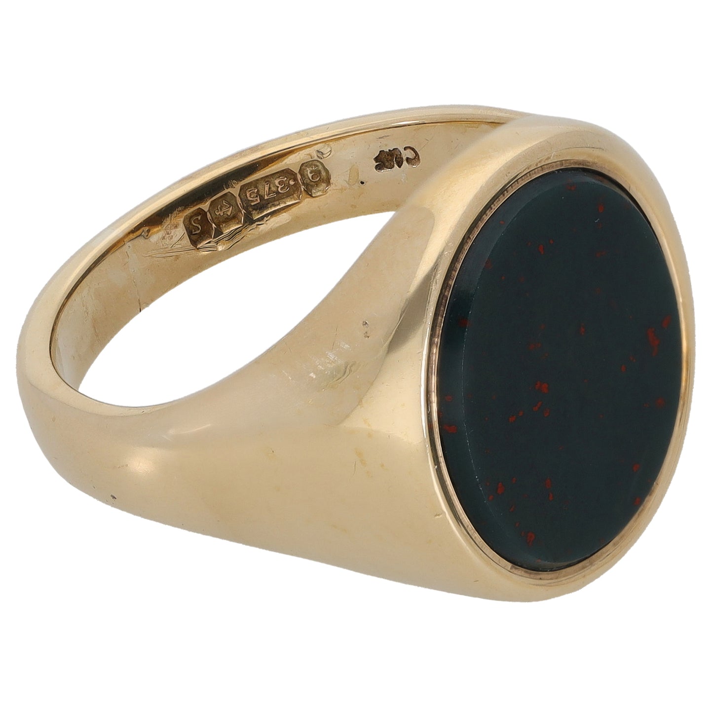 9ct Gold Bloodstone Signet Ring Size R