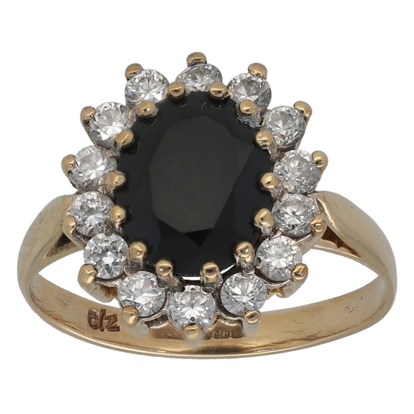 9ct Gold Sapphire & Cubic Zirconia Dress/Cocktail Ring Size L