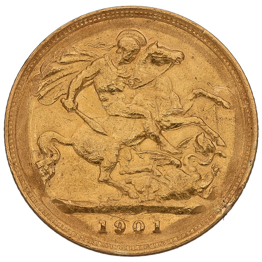22ct Gold Queen Victoria Half Sovereign Coin 1901