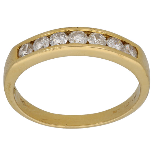 18ct Gold 0.50ct Diamond Half Eternity Ring Size P