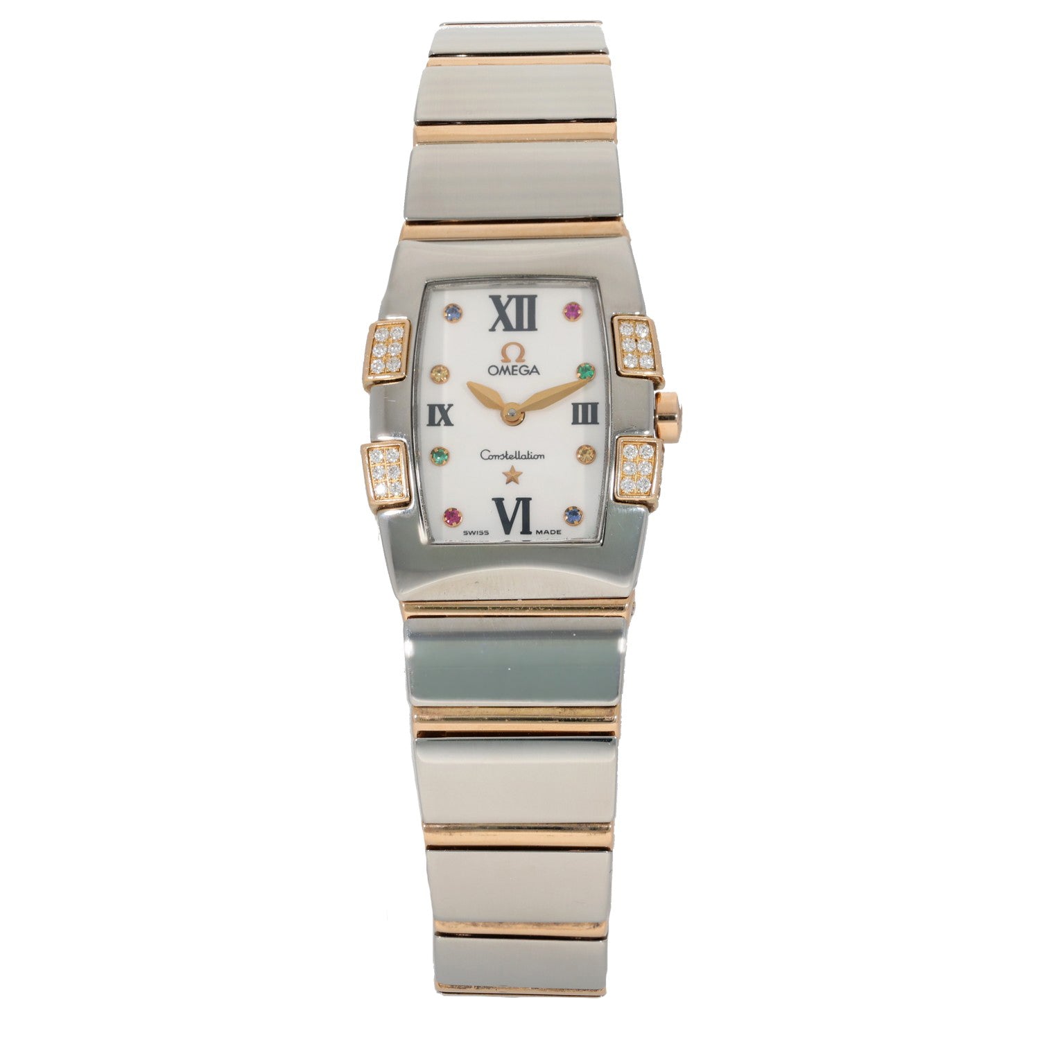 Omega Constellation 1283.79.00, Mother of Pearl dial with coloured diamonds and a bi-colour bracelet