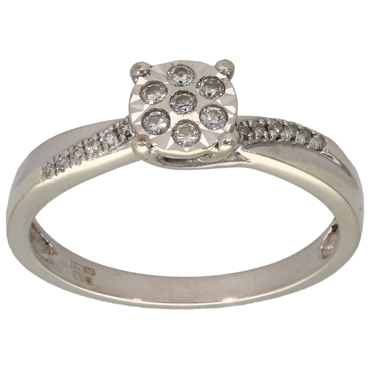 9ct White Gold 0.20ct Diamond Dress/Cocktail Ring Size Q