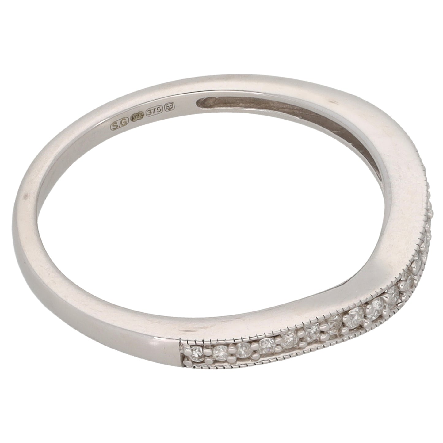 9ct White Gold 0.105ct Diamond Half Eternity Ring Size M