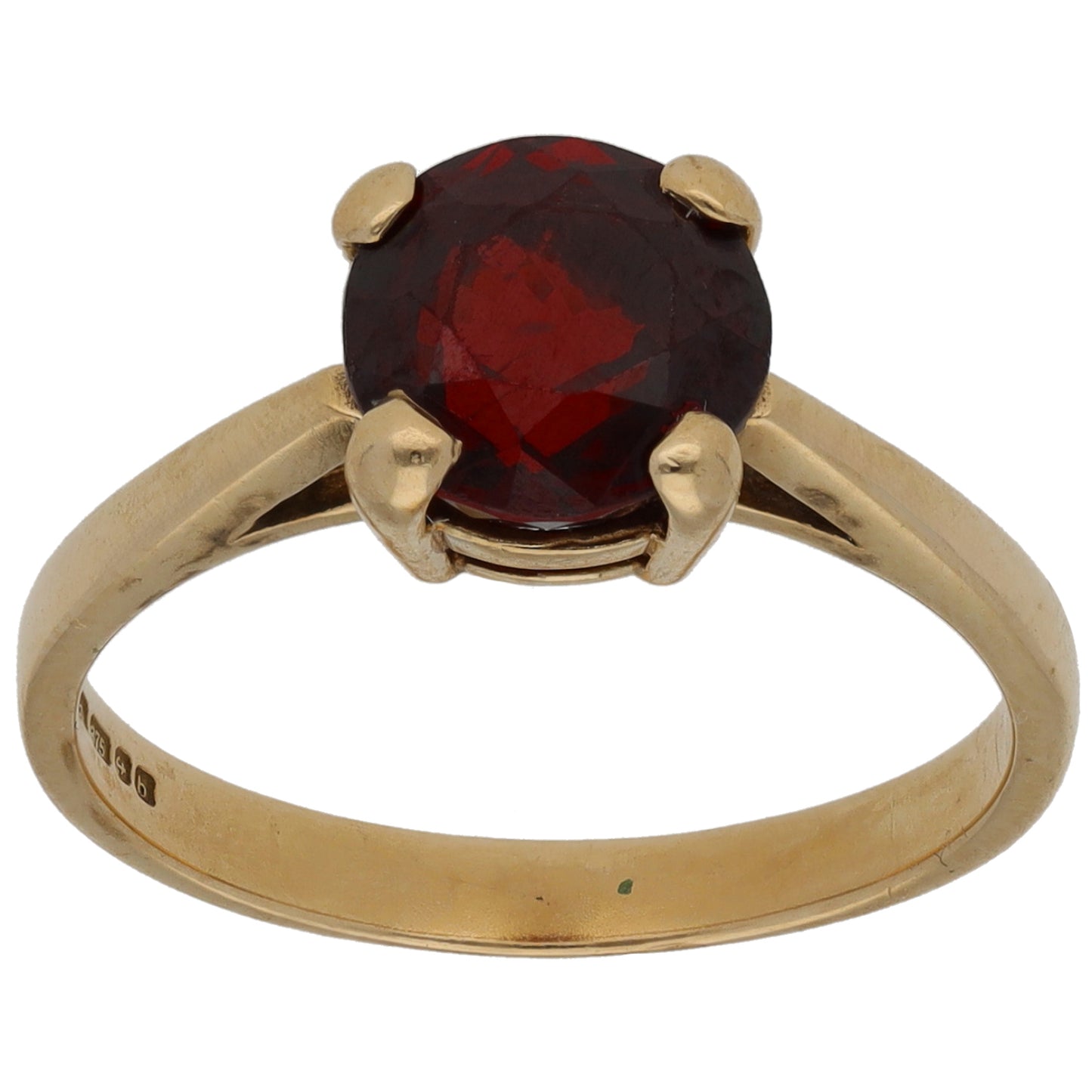 9ct Gold Garnet Single Stone Ring Size M