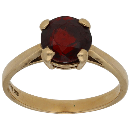 9ct Gold Garnet Single Stone Ring Size M