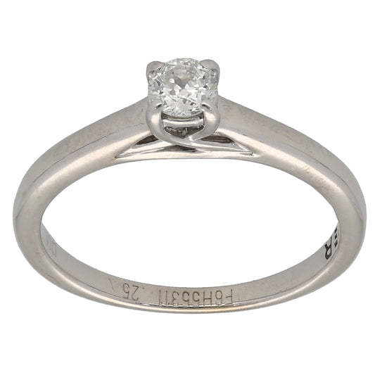 9ct White Gold 0.25ct Diamond Solitaire Ring Size O
