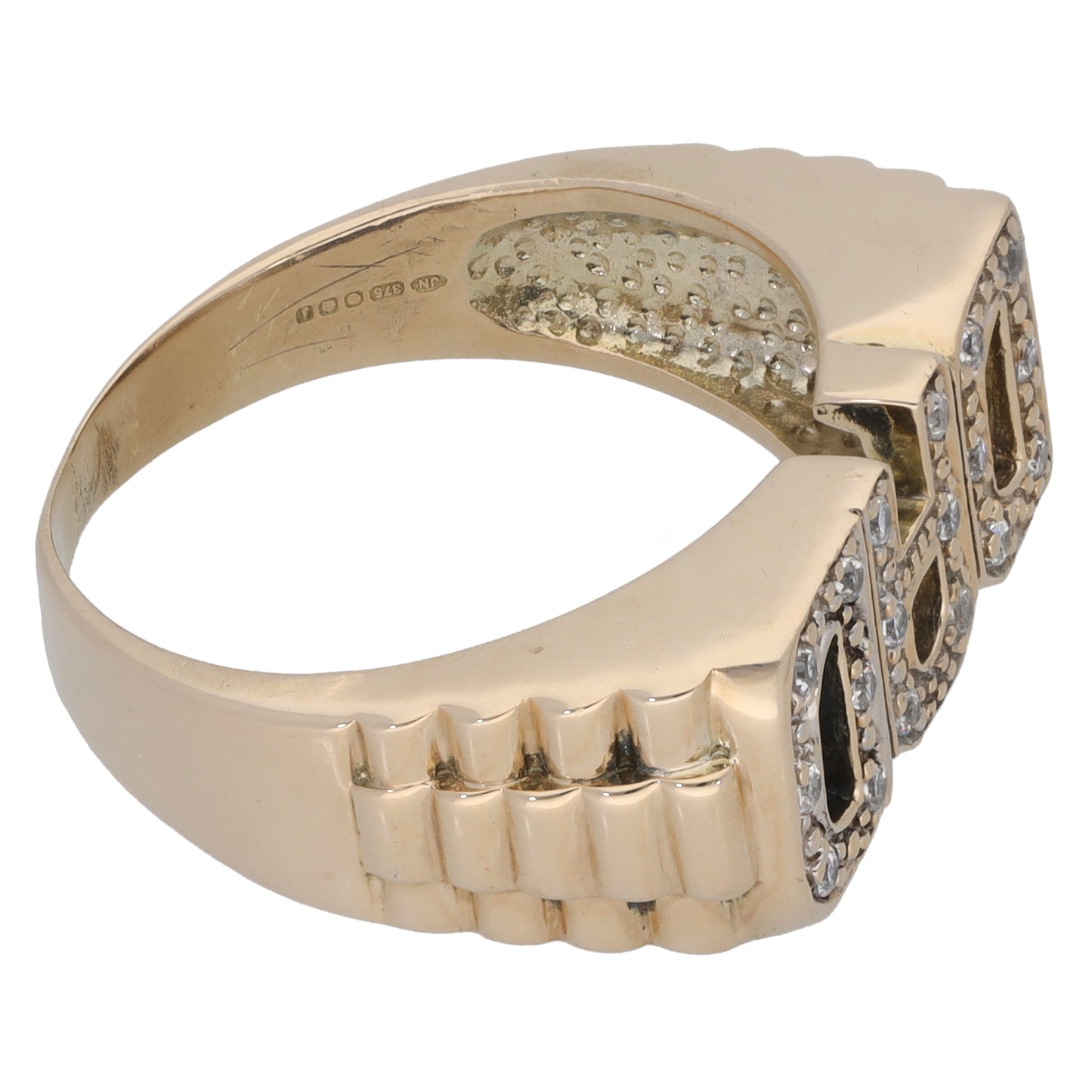 9ct Gold Cubic Zirconia Dad Ring Size S