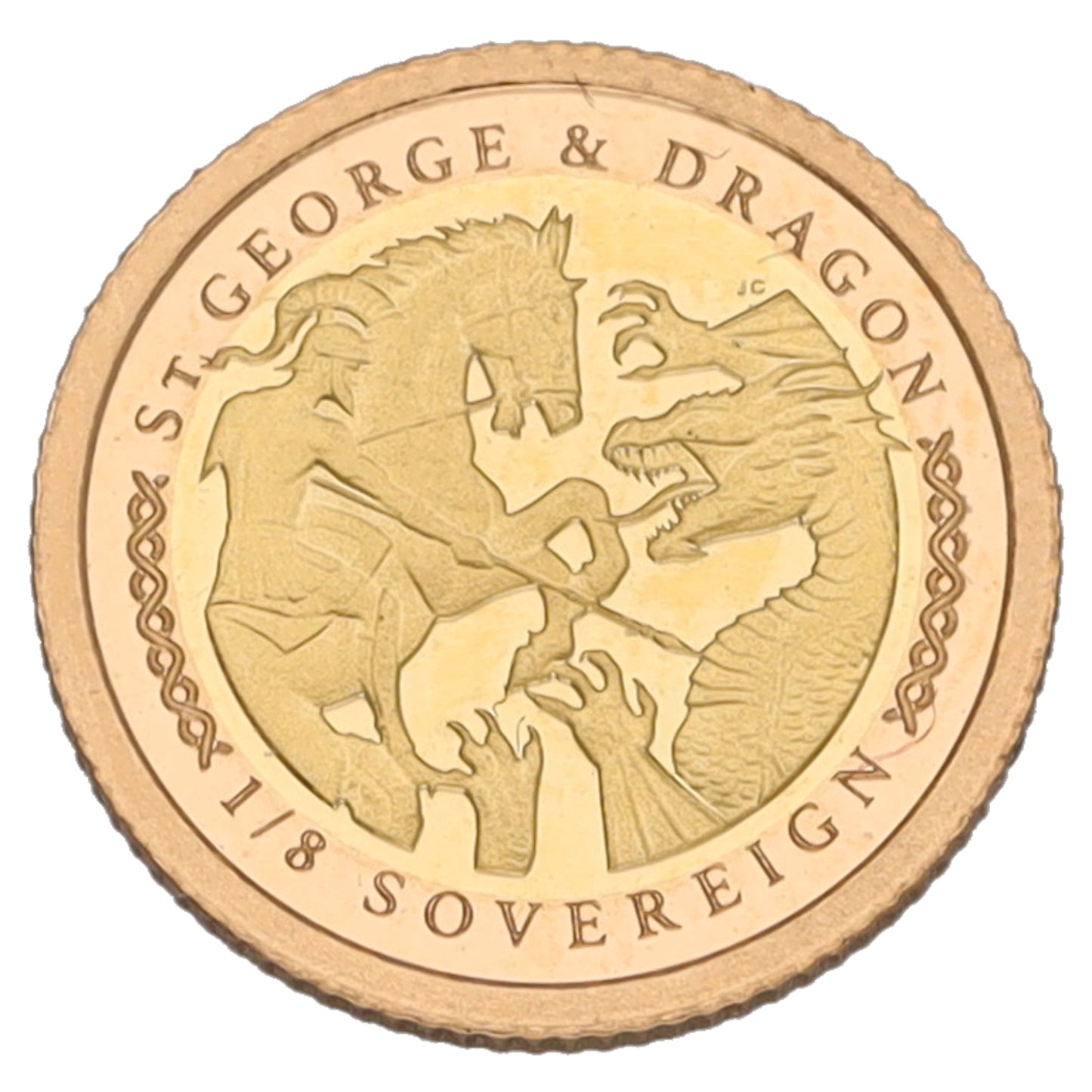 22ct Gold St George & Dragon Eighth Sovereign Coin 2022