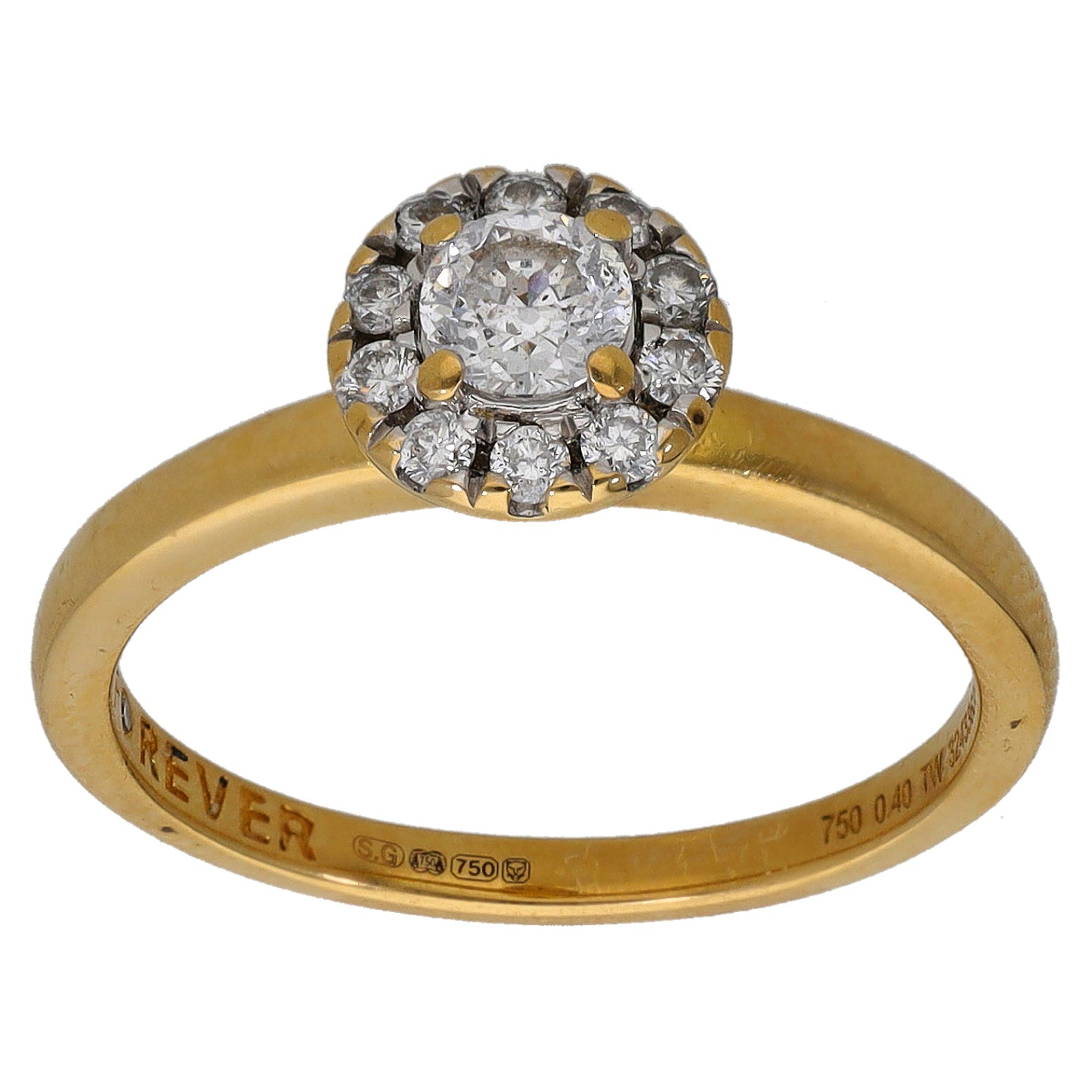 18ct Gold 0.40ct Diamond Cluster Ring Size K