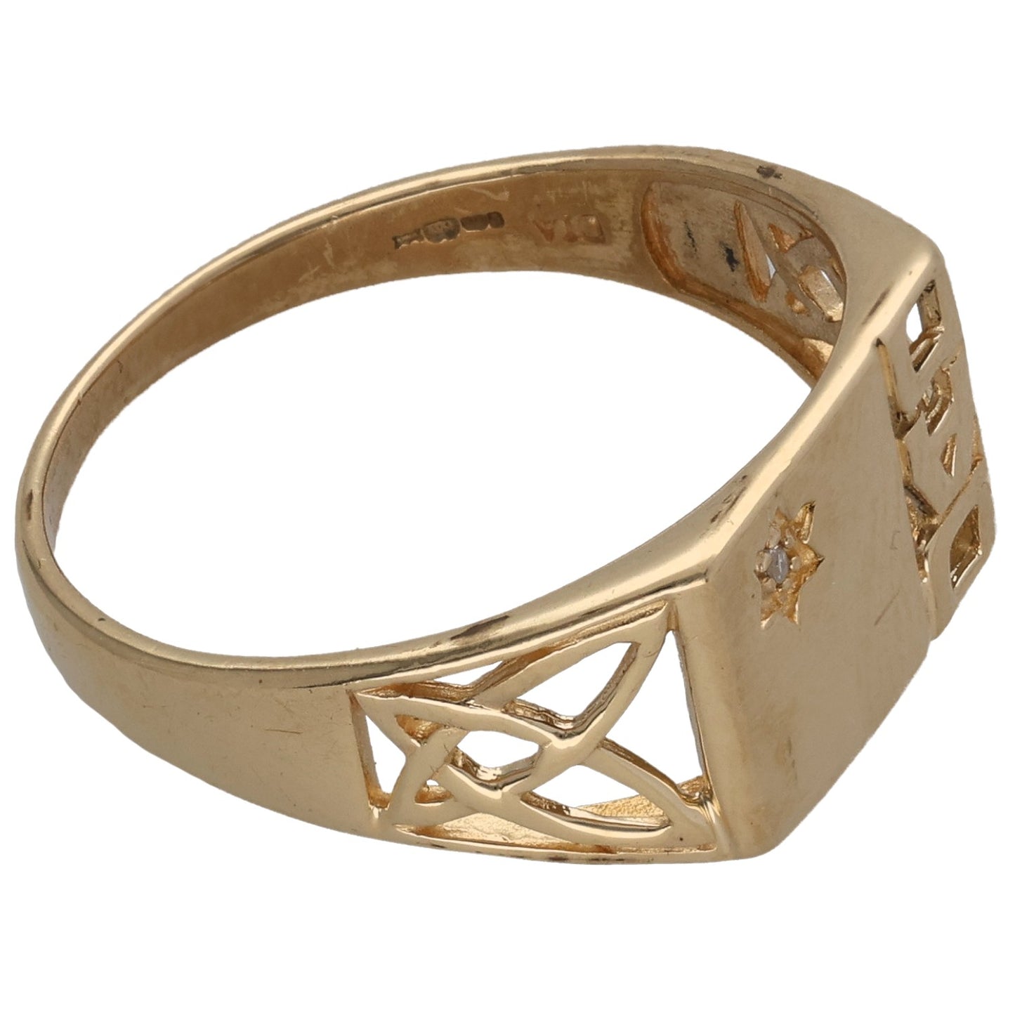 9ct Gold 0.005ct Diamond Single Stone Dad Ring Size S