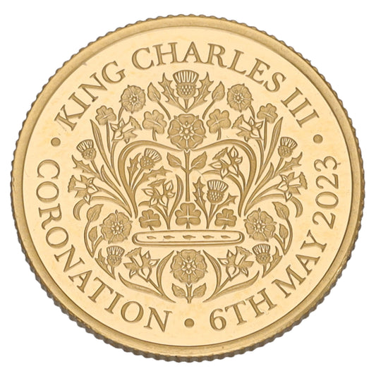 22ct Gold King Charles III Coronation Quarter Sovereign Coin 2023
