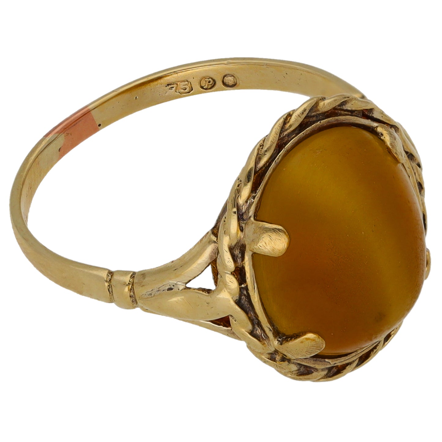 9ct Gold Tiger's Eye Dress/Cocktail Ring Size N