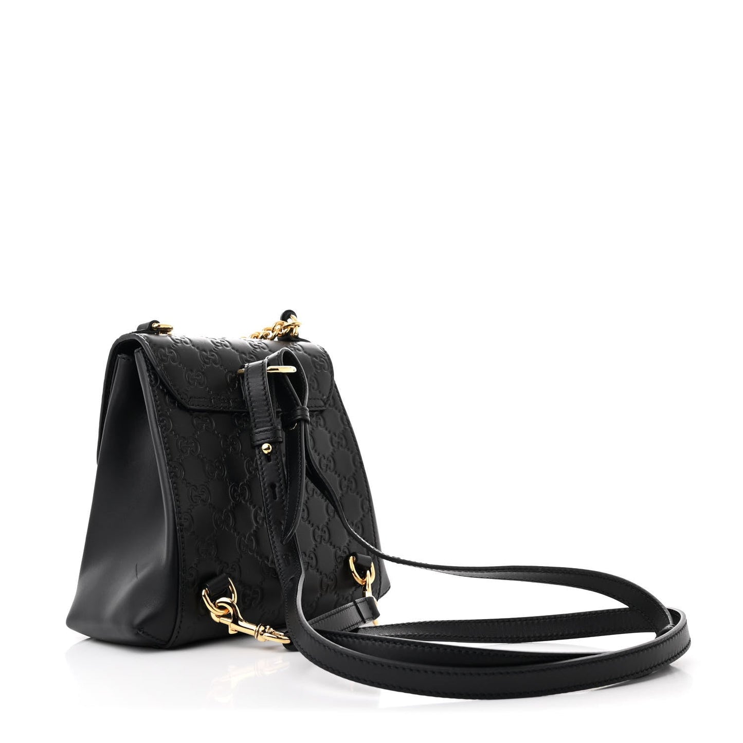 Gucci Signature Padlock Backpack Guccissima Leather Bag - Black