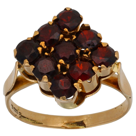 18ct Gold Garnet Dress/Cocktail Ring Size R