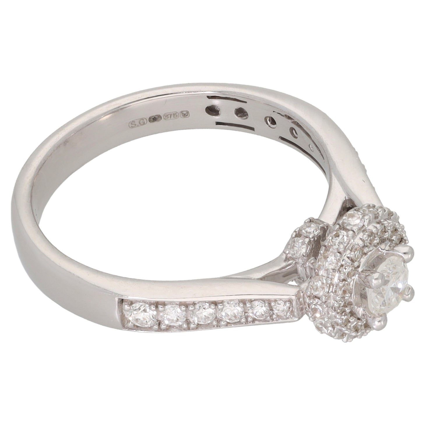 9ct White Gold 0.50ct Diamond Cluster Ring Size L