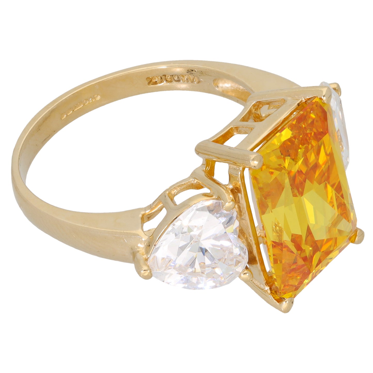 14ct Gold Cubic Zirconia Trilogy Ring Size S