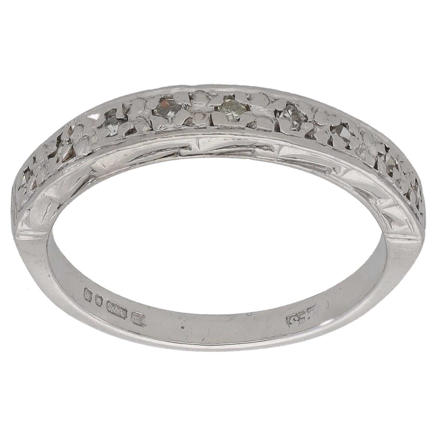 9ct White Gold 0.09ct Diamond Half Eternity Ring Size K