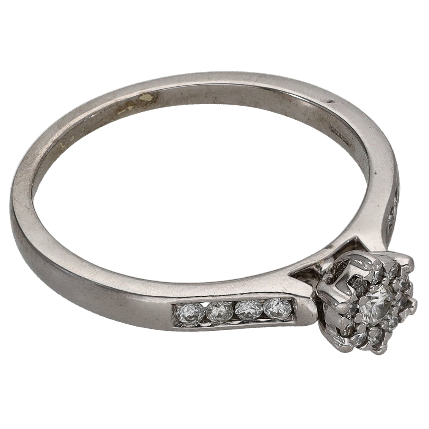 9ct White Gold 0.25ct Diamond Cluster Ring Size Q