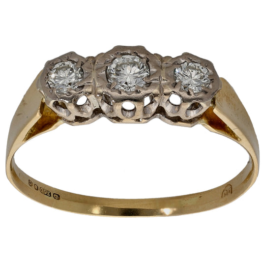 18ct Gold 0.35ct Diamond Trilogy Ring Size R