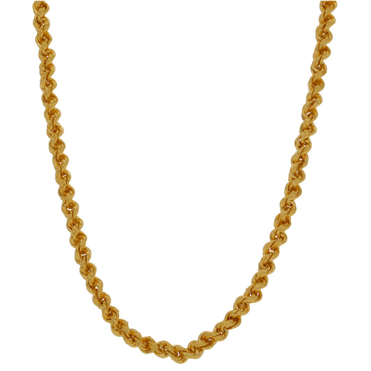 22ct Gold rope chain necklace with twisted oval links, 20 inch length