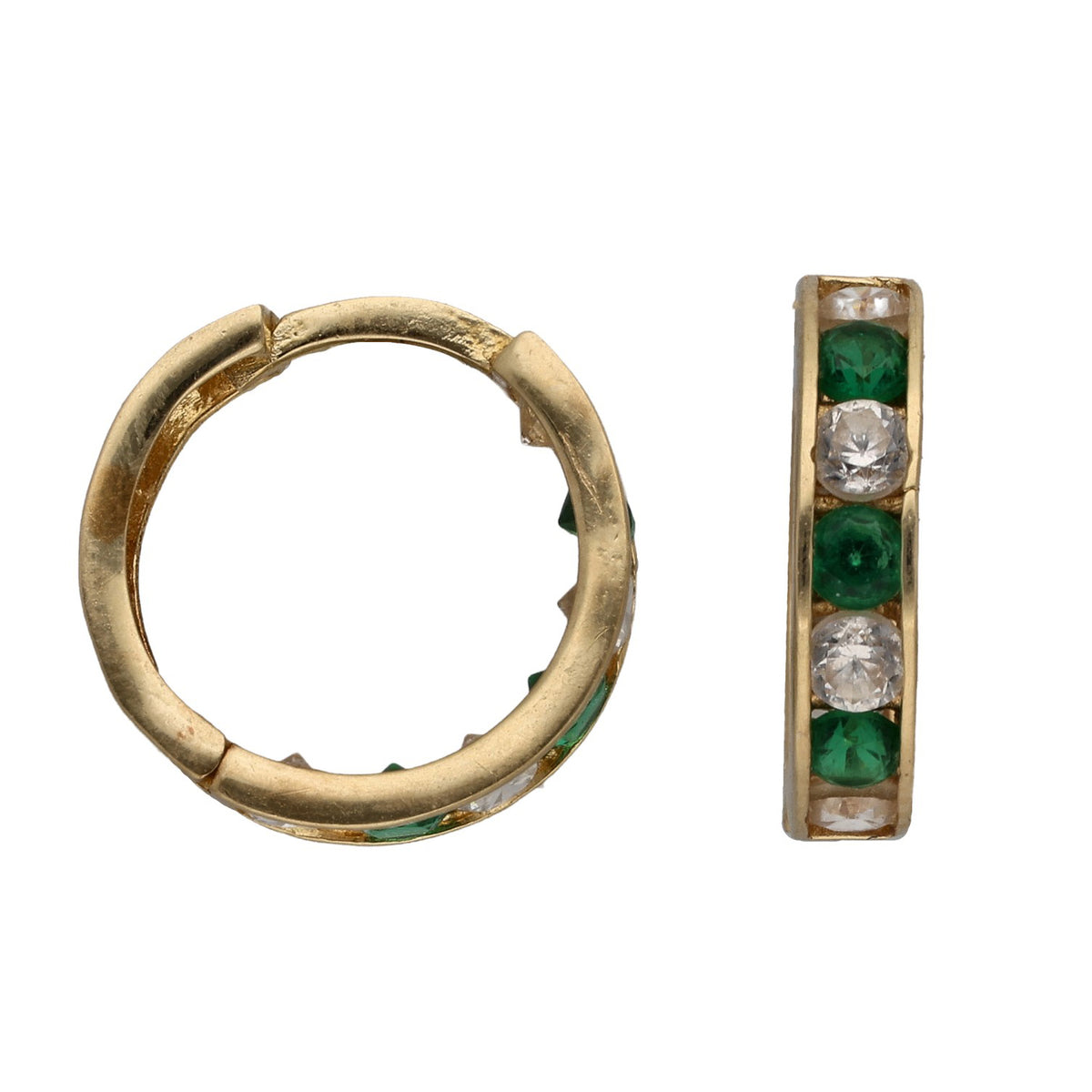 14ct Gold Imitation Gems Hoop Earrings
