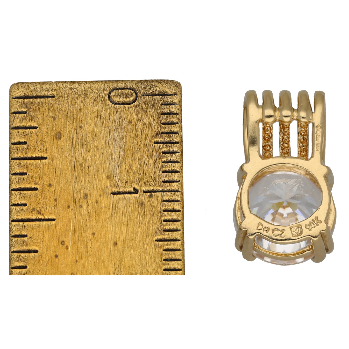 14ct Gold Cubic Zirconia Single Stone Pendant