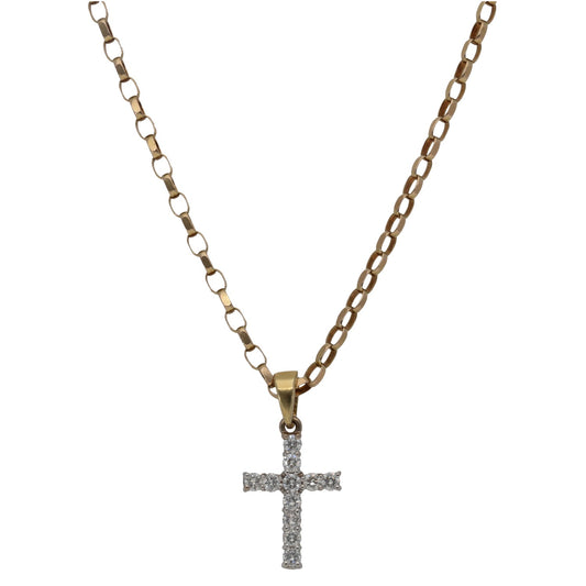 9ct Gold 0.44ct Diamond Cross Pendant With Chain