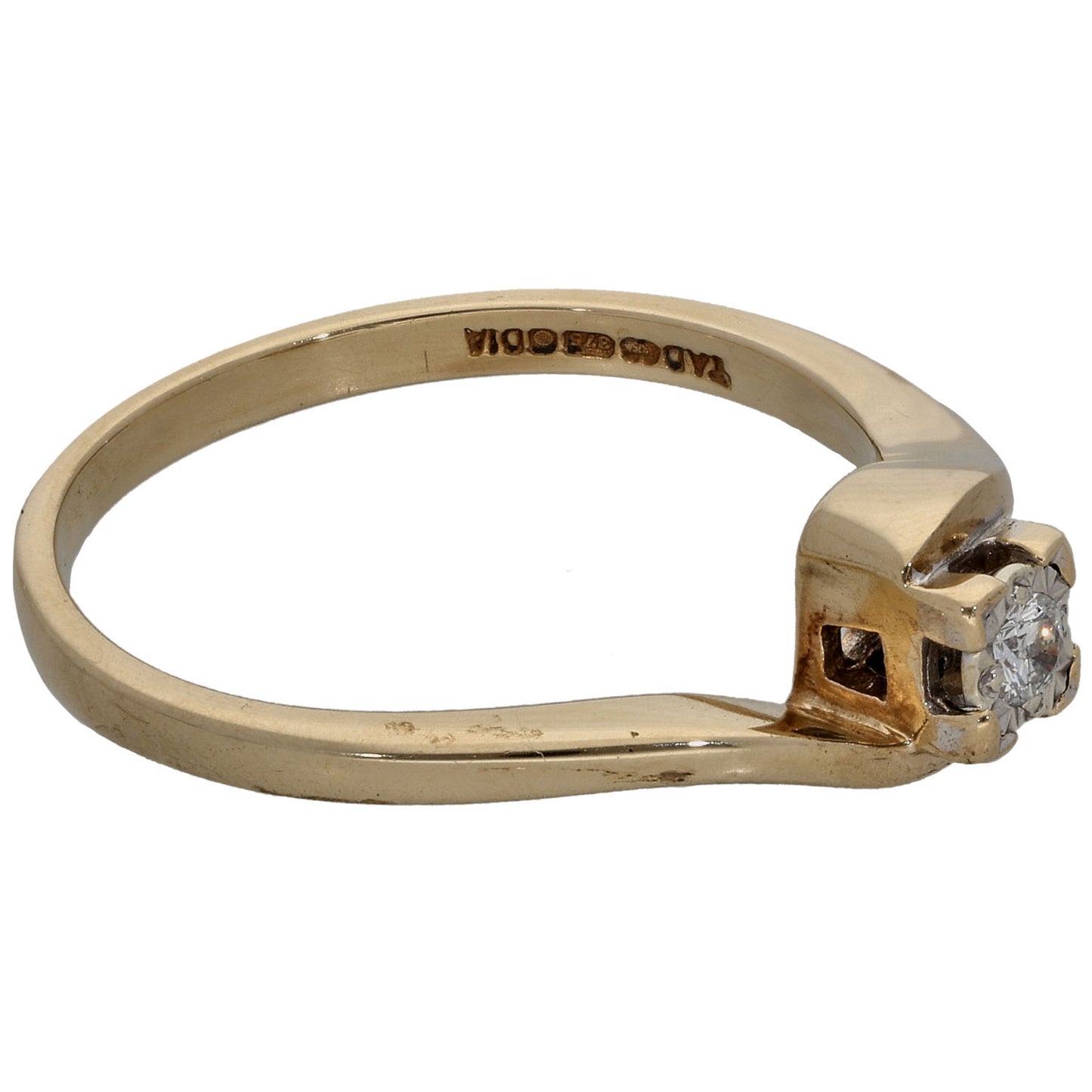 9ct Gold 0.05ct Diamond Solitaire Ring Size N