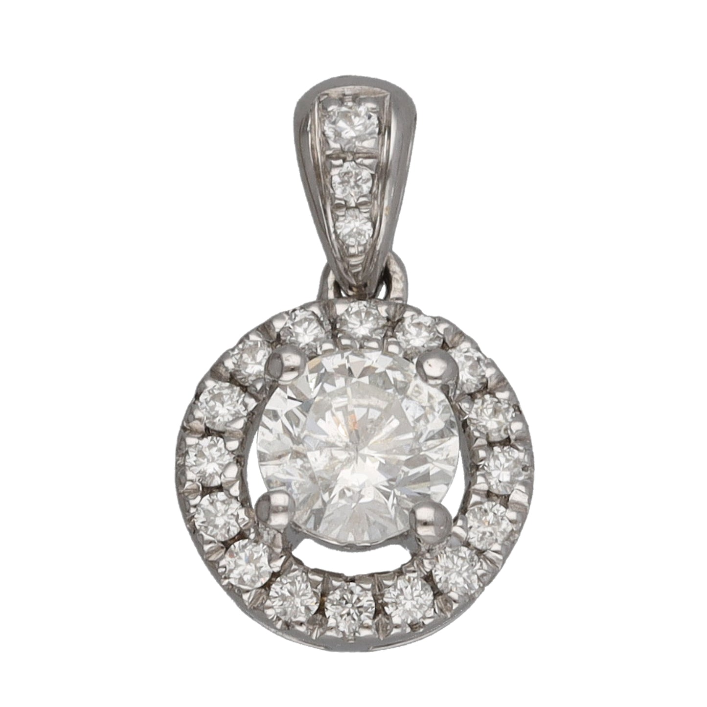 18ct White Gold 0.66ct Diamond Cluster Pendant