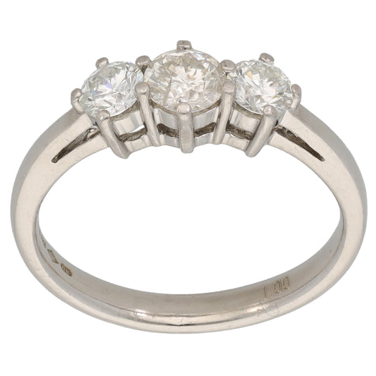 Platinum 1.00ct Diamond Trilogy Ring Size O