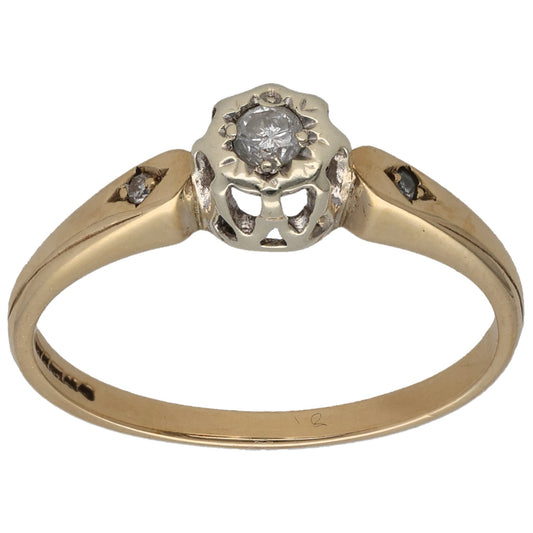 9ct Gold 0.11ct Diamond Trilogy Ring Size P