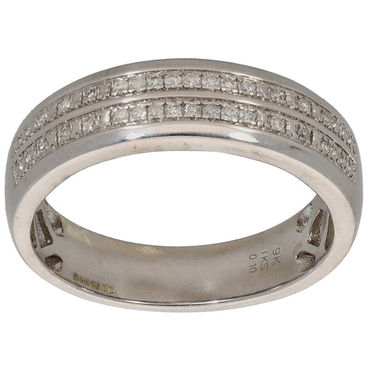 9ct White Gold 0.13ct Diamond Dress/Cocktail Ring Size S