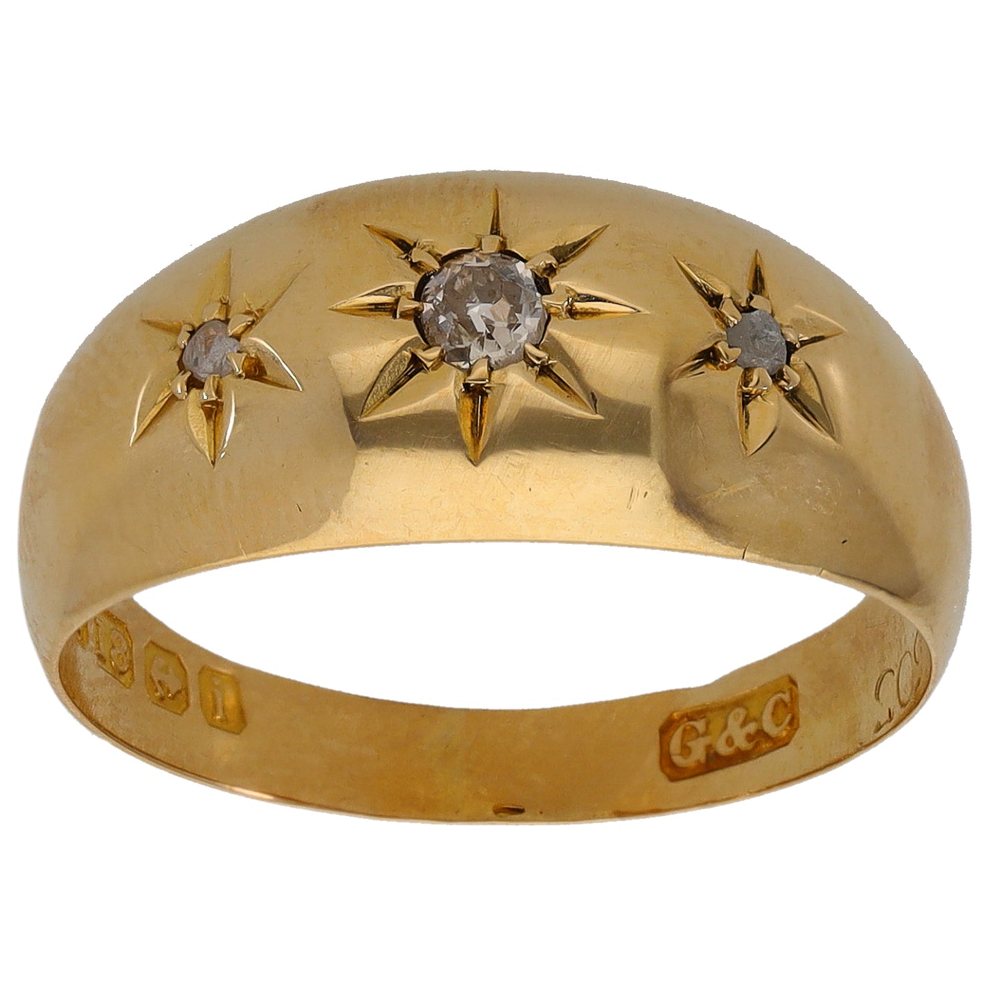 18ct Gold 0.05ct Diamond Trilogy Ring Size Q