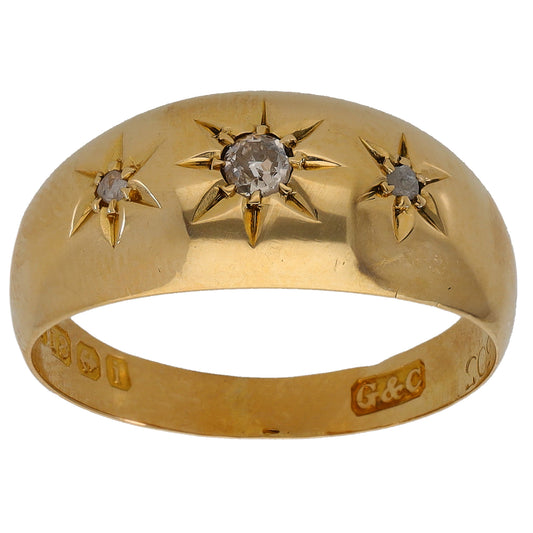 18ct Gold 0.05ct Diamond Trilogy Ring Size Q