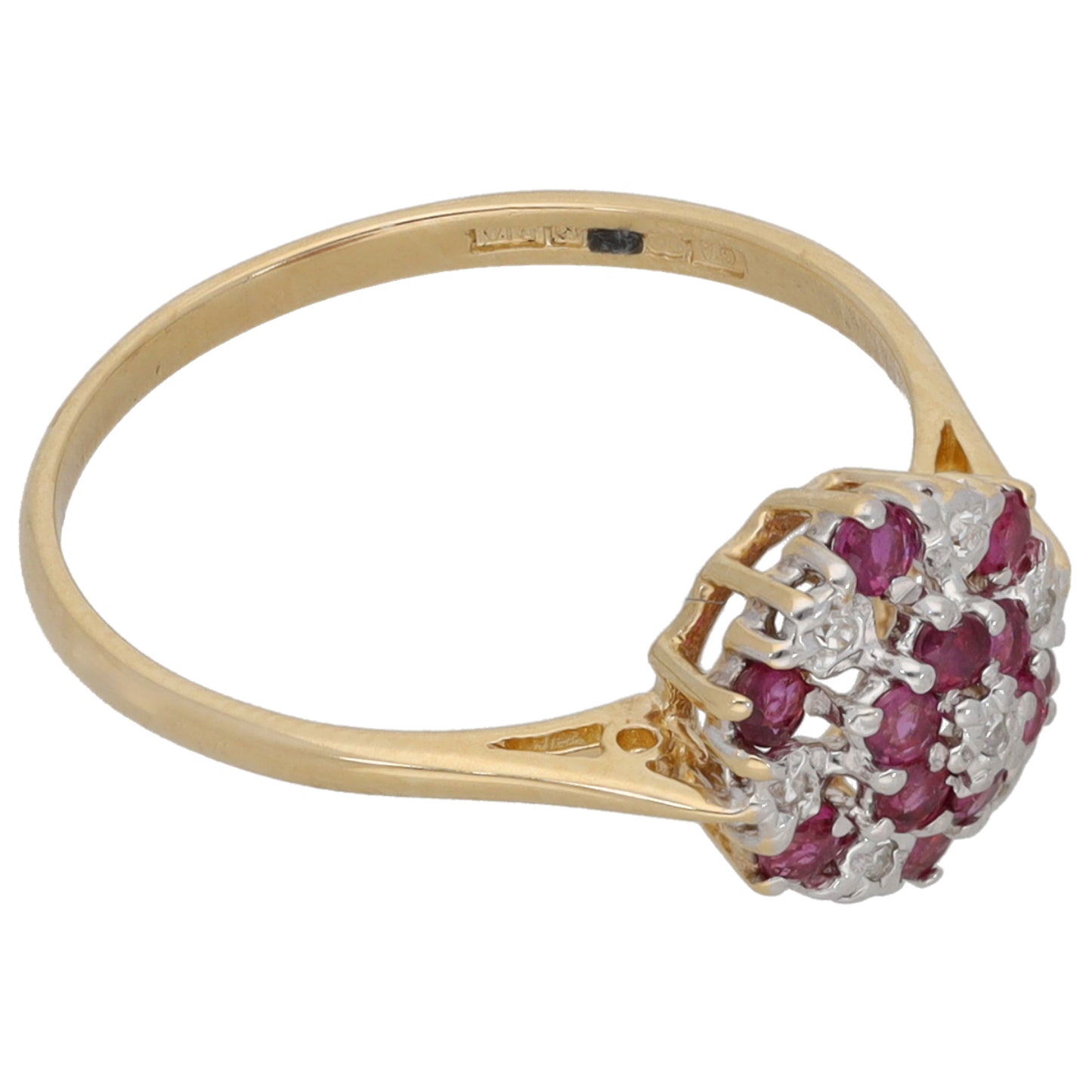 9ct Gold Ruby & 0.035ct Diamond Dress/Cocktail Ring Size P