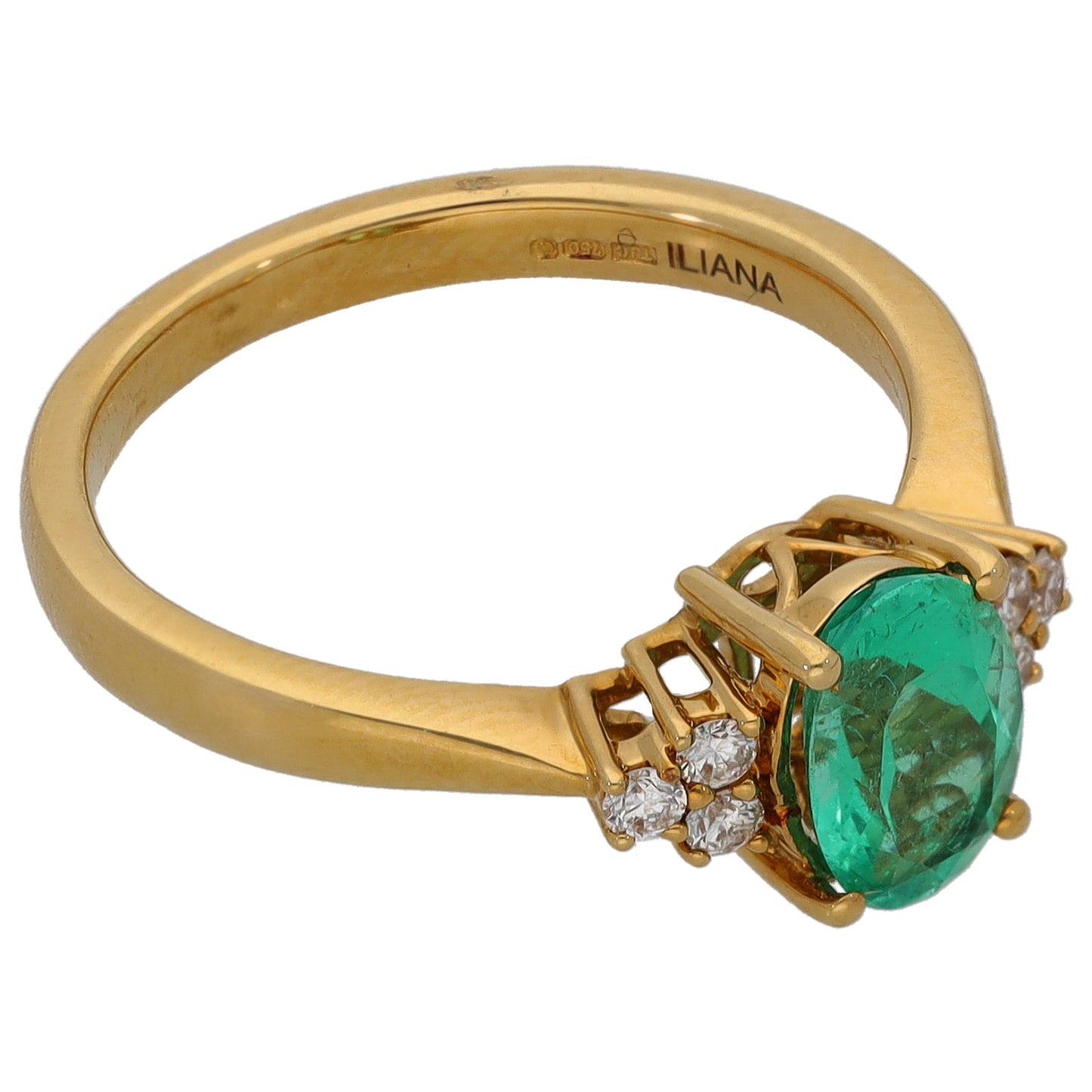 18ct Gold Emerald & 0.14ct Diamond Dress/Cocktail Ring Size N