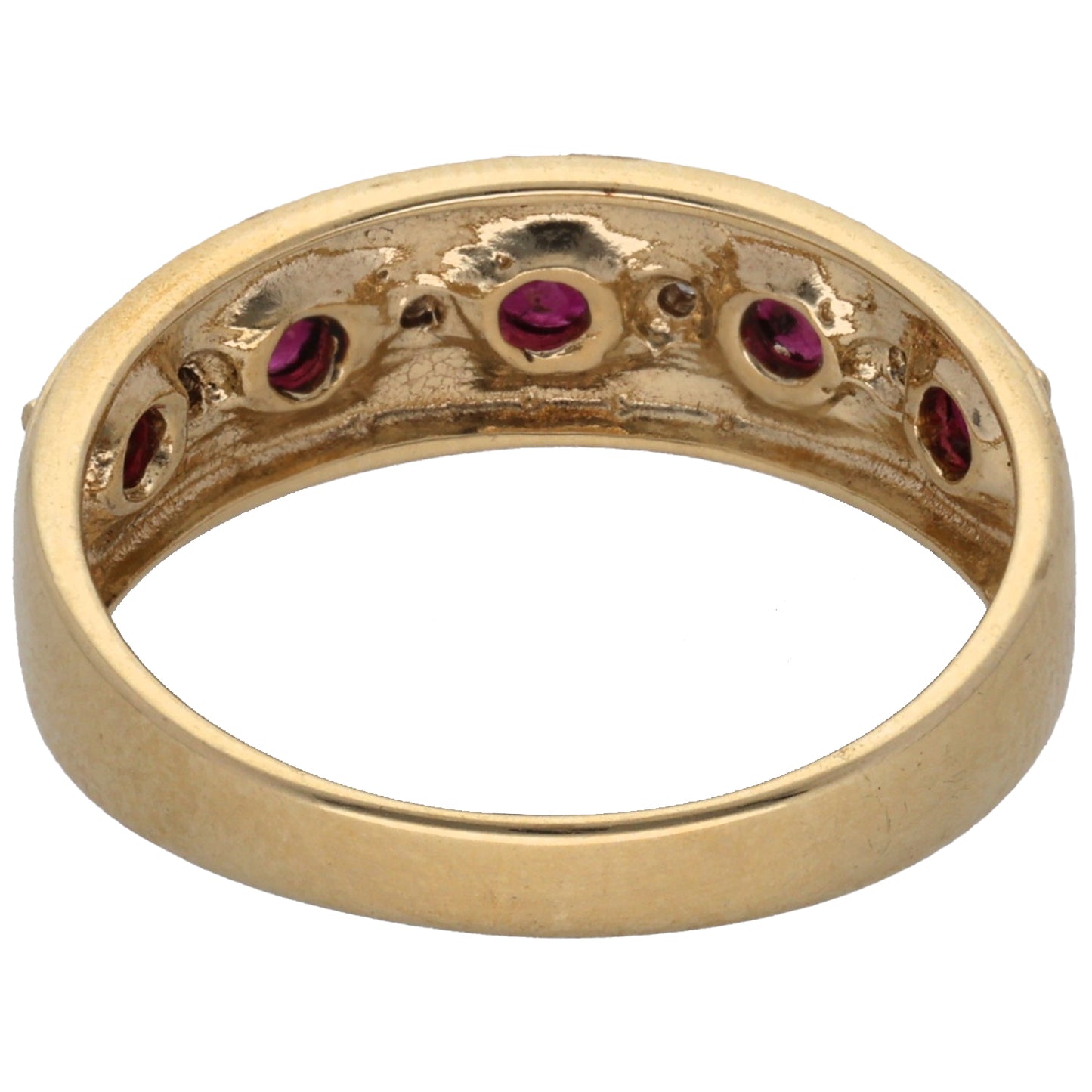 9ct Gold Ruby & 0.02ct Diamond Half Eternity Ring Size L