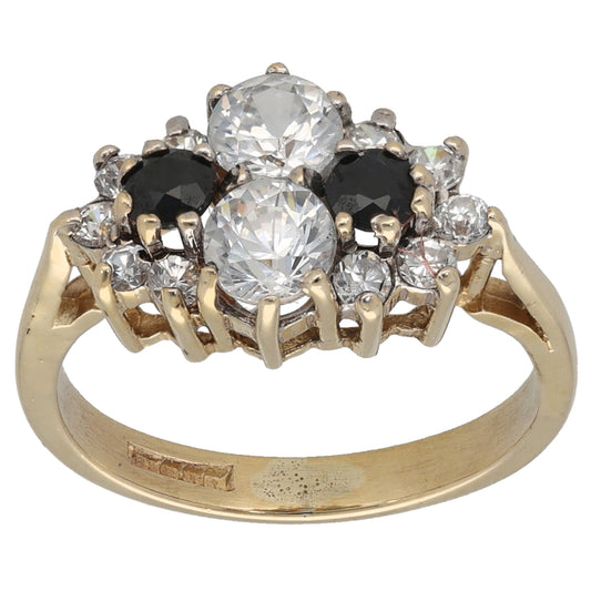 9ct Gold Sapphire & Cubic Zirconia Dress/Cocktail Ring Size K