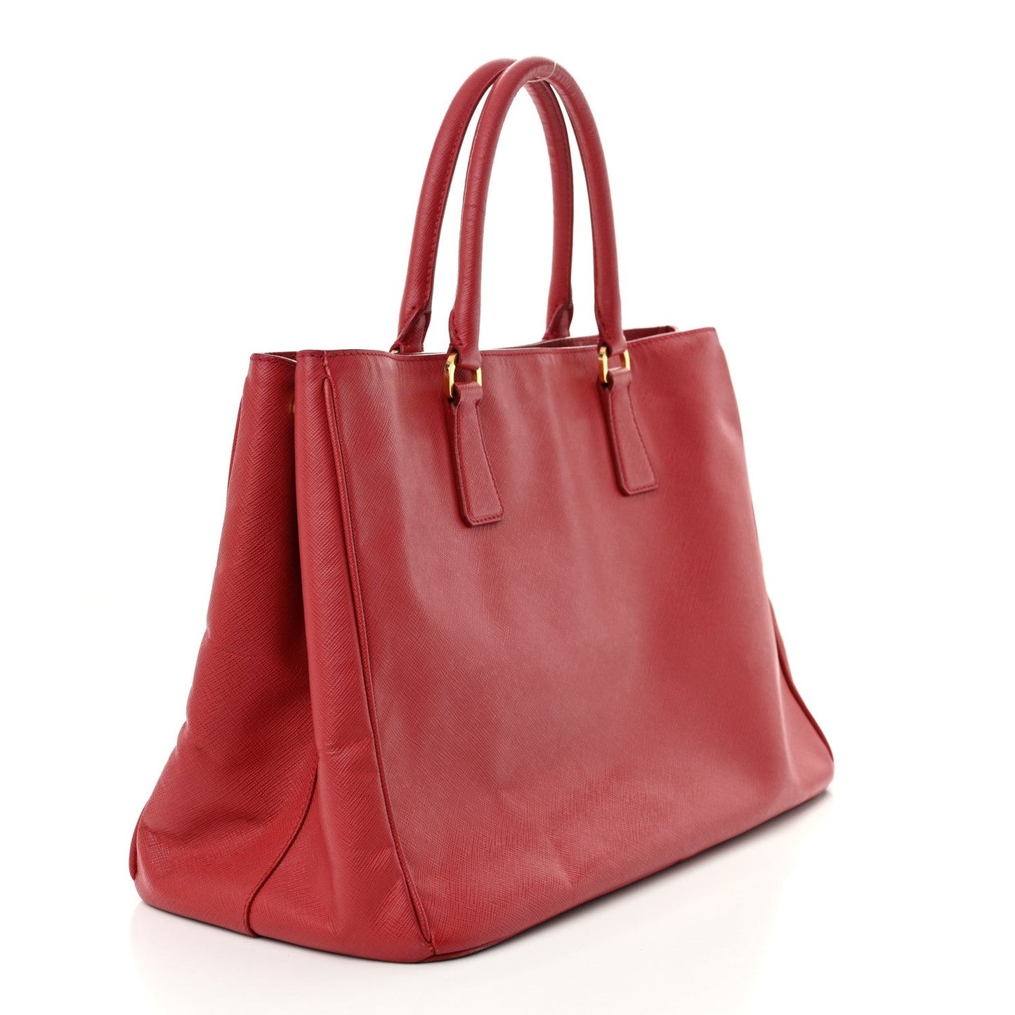Prada Galleria Double Zip Tote Saffiano Leather Bag - Fuoco