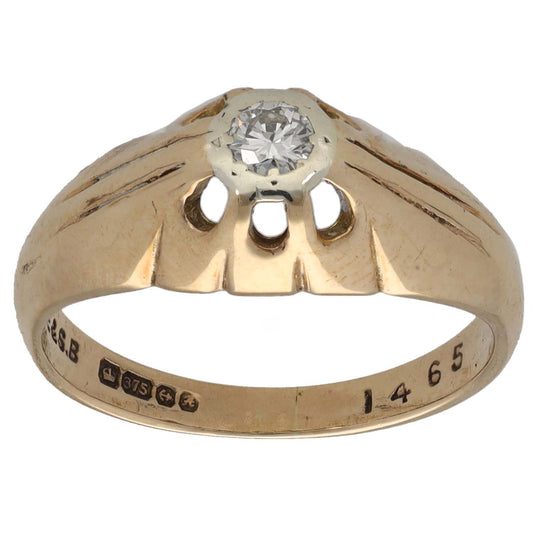9ct Gold 0.10ct Diamond Solitaire Ring Size O