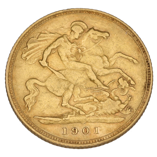 22ct Gold Queen Victoria Half Sovereign Coin 1901