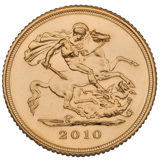 22ct Gold Queen Elizabeth II Half Sovereign Coin 2010