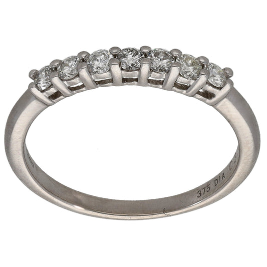 9ct White Gold 0.33ct Diamond Half Eternity Ring Size M