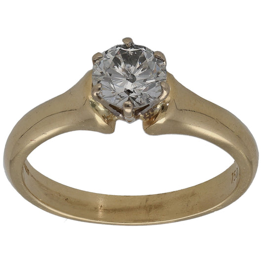 18ct Gold 0.76ct Diamond Solitaire Ring Size N