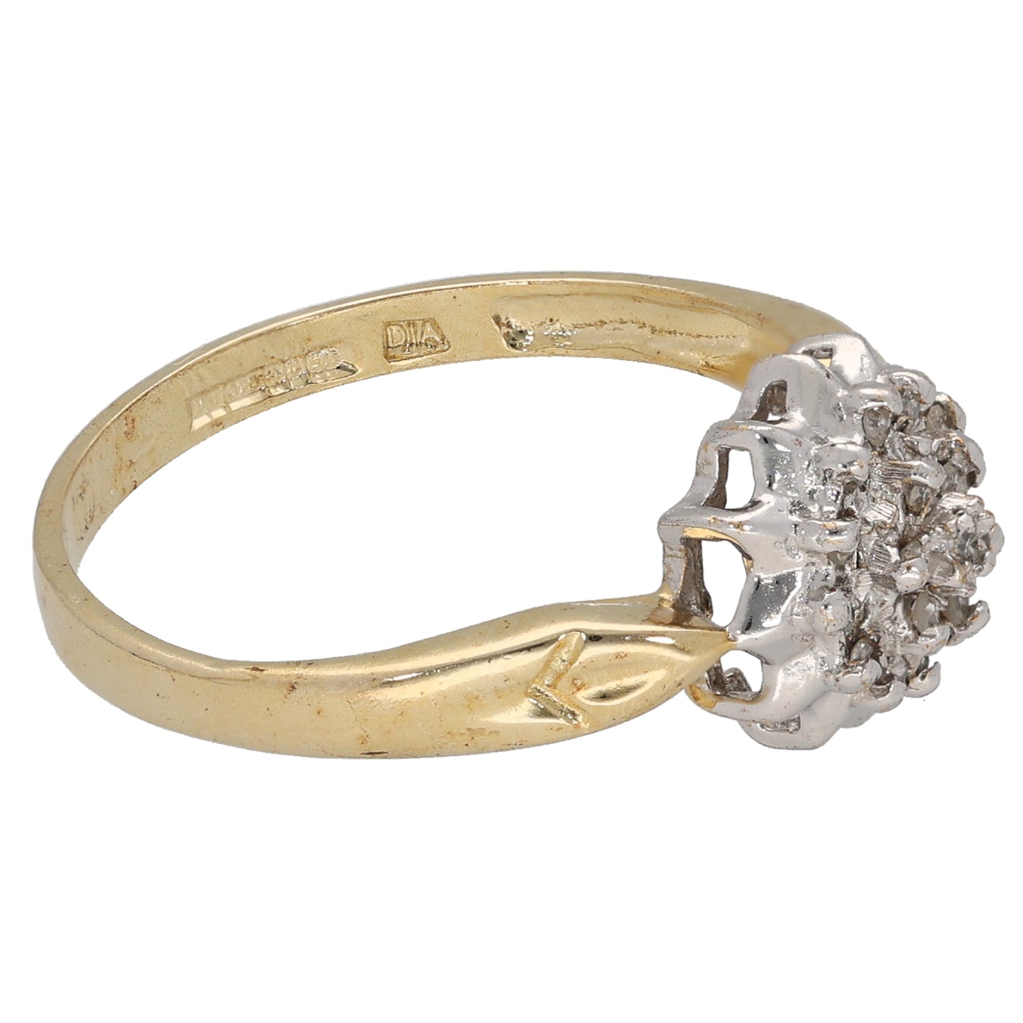 9ct Gold 0.09ct Diamond Cluster Ring Size P