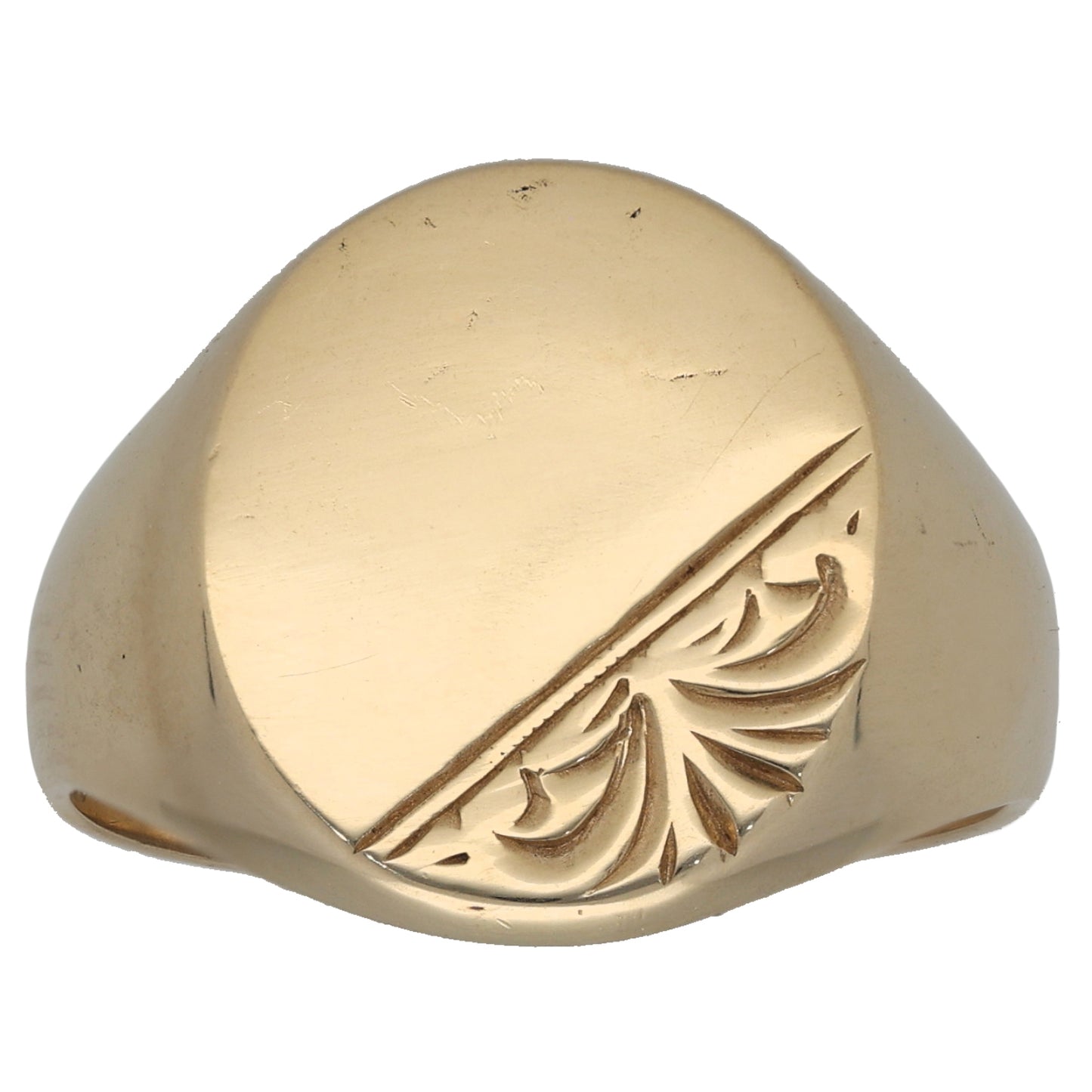 9ct Gold Patterned Signet Ring Size V